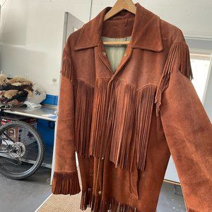 Vintage Buckboard Heavyweight Men's Fringe Suede Leather Jacket - Size 42